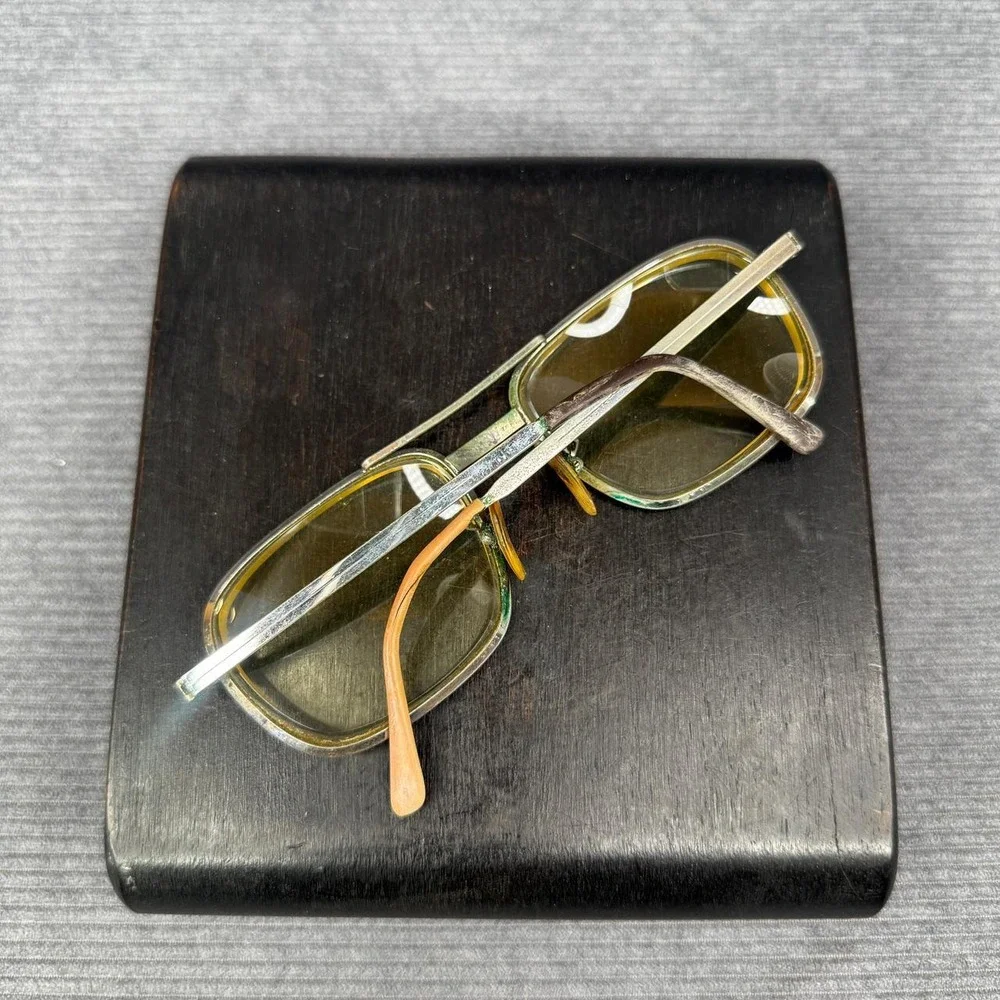 Vintage Cottet Aviator Glasses Metal Frame Rectangular Double Bridge 5 1/2 137